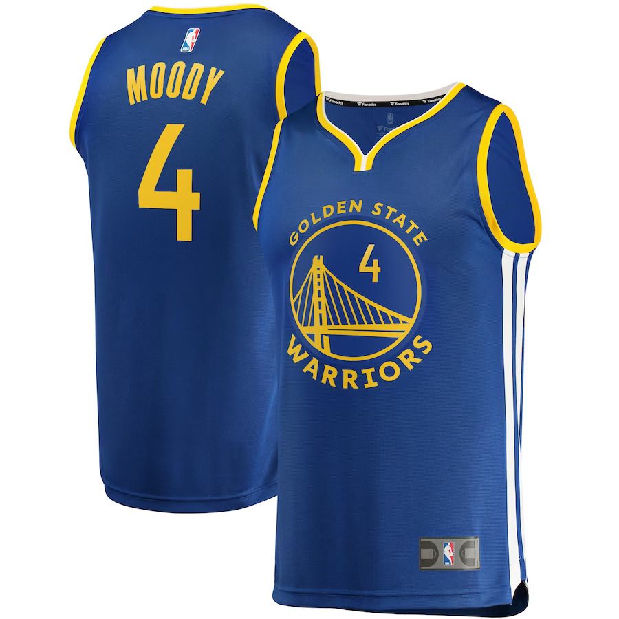 Men Golden State Warriors 4 Moses Moody Fanatics Branded Royal Fast Break Replica NBA Jersey